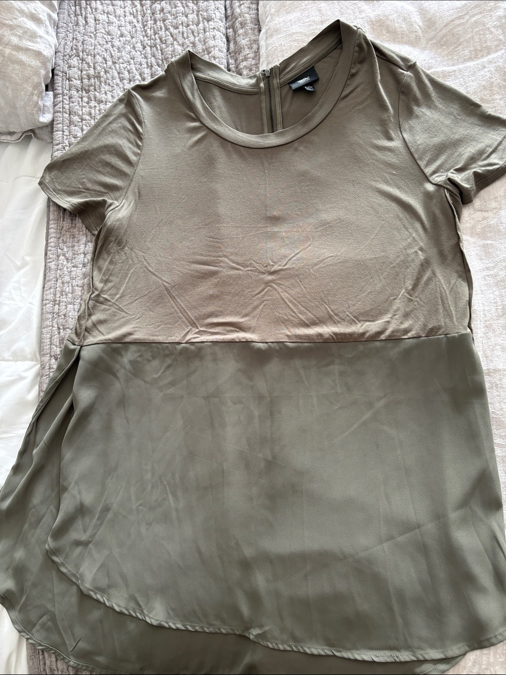 Massimo Olive Green Two-Tone Short Sleeve Tunic